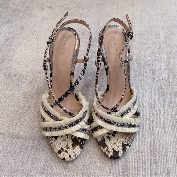 Zara Shoes - Snake Skin Heeled Sandals